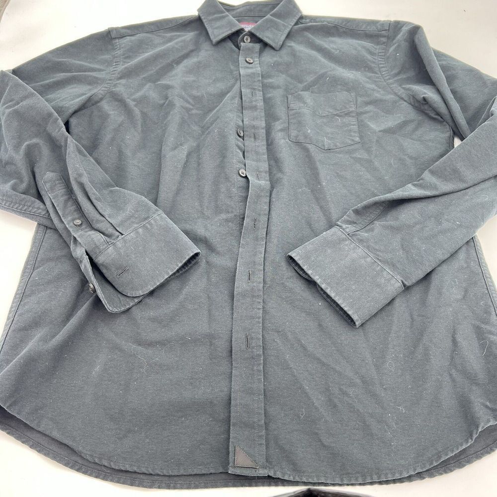 Untuckit Black Solid Flannel Long Sleeve Shirt Size Large Tall Regular